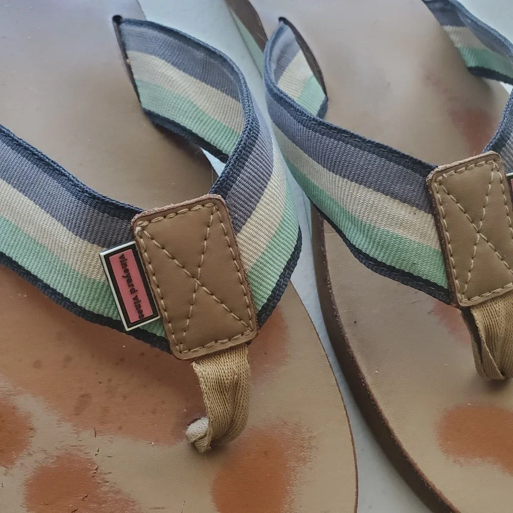 Vineyard Vines Sandals‎ Flip Flops Men Size 10 Textile Multicolor Upper